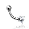 INTERNALLY THREADED TRIANGLE SHAPED GEM 316L STAINLESS STELL EYEBROW WITH BALL END