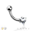 INTERNALLY THREADED TRIANGLE SHAPED GEM 316L STAINLESS STELL EYEBROW WITH BALL END