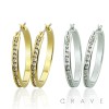 PAIR OF 18K GOLD PLATED SURGICAL STEEL CUBIC ZIRCONIA HOOP OMEGA EARRING