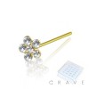 20 PCS OF  PLATED 925 STERLING SILVER NOSE PIN WITH FLOWER CLEAR GEM