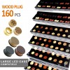 160PCS OF ASSORTED ORGANIC WOOD PLUGS/TUNNELS FOR MIX & MATCH PANEL