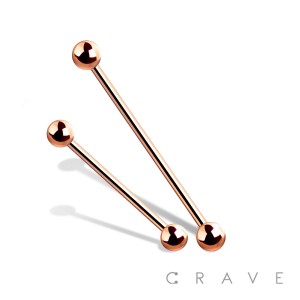 ROSE GOLD PVD PLATED OVER 316L SURGICAL STEEL BARBELL (external thread)