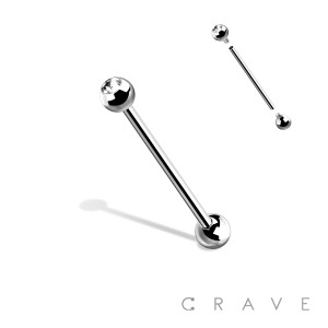 Double Gem High Polish Basic 316L Surgical Steel Barbells Internally Threaded