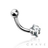 INTERNALLY THREADED SQUARE SHAPED GEM 316L STAINLESS STELL EYEBROW WITH BALL END