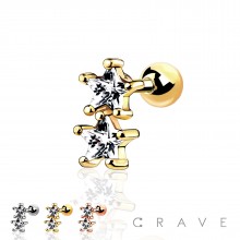 316L SURGICAL CARTILAGE BARBELL WITH GEM PAVED DOUBLE STAR