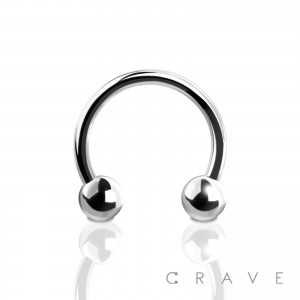 316L SURGICAL STEEL BASIC SIZE HORSESHOE WITH BALL 20,18,16,14,12,10GA (external thread)