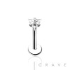 316L SURGICAL STEEL INTERNALLY THREADED TRIANGLE CZ PRONG SET LABRET