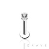 316L SURGICAL STEEL INTERNALLY THREADED MARQUISE STONE CZ PRONG SET LABRET