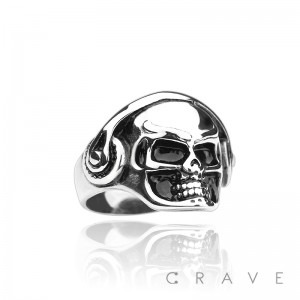 STAINLESS STEEL DJ SKULL RING