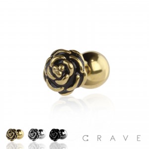316L SURGICAL STEEL ROSE CARTILAGE/TRAGUS BAR (FLOWER)