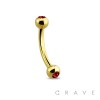 GOLD PVD PLATED OVER 316L SURGICAL STEEL EYEBROW WITH COLOR GEMS