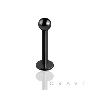 BLACK PVD PLATED OVER 316L SURGICAL STEEL LABRET/MONROE WITH BALL SET (external thread)