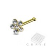 20 PCS OF PLATED 925 STERLING SILVER NOSE BONE STUD WITH FLOWER CLEAR GEM