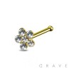 20 PCS OF PLATED 925 STERLING SILVER NOSE BONE STUD WITH FLOWER CLEAR GEM