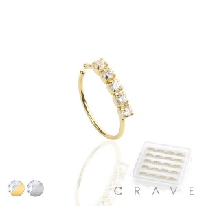 20PCS OF 5 CRYSTAL LINED 925 STERLING SILVER NOSE HOOP O-RING PACKAGE