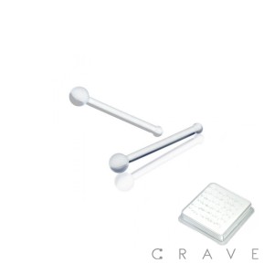 36 PCS OF 20 GAUGE SILICONE RETAINER NOSE BONE BOX