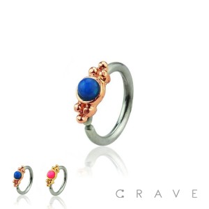 2-SIDED BUBBLE CLUSTER W/ OPAL CENTERED SURGICAL STEEL NOSE HOOP