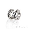 PAIR OF 316L STAINLESS STEEL HUGGIE/HOOP EARRINGS WITH TRIPLE SKULL LASER PRINT