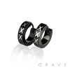 PAIR OF 316L STAINLESS STEEL HUGGIE/HOOP EARRINGS WITH XXX LASER PRINT