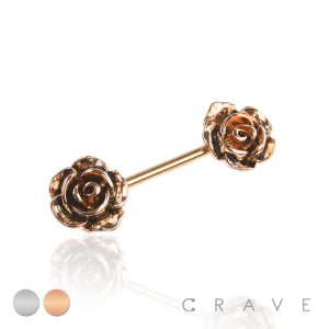 ROSE BLOSSOM 316L SURGICAL STEEL NIPPLE BAR (FLOWER)