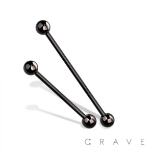 BLACK PVD PLATED OVER 316L SURGICAL STEEL BARBELL WITH BALL (external thread)