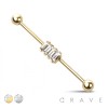 SQUARE CZ SET 316L SURGICAL STEEL INDUSTRIAL BARBELL