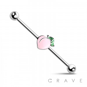 ENAMEL PEACH 316L SURGICAL STEEL INDUSTRIAL BARBELL