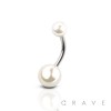 PEARL COAT ACRYLIC BALL 316L SURGICAL STEEL BELLY NAVAL RING