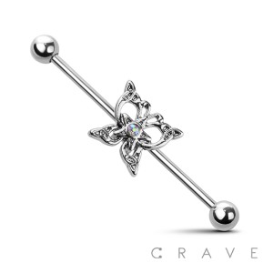 STAR CENTER BUTTERFLY 316L SURGICAL STEEL INDUSTRIAL BARBELL