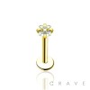 316L SURGICAL STEEL INTERNALLY THREADED SQUARE CZ PRONG SET LABRET