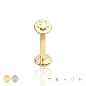 INTERNALLY THREADED SMILE FACE TOP 316L SURGICAL STEEL LABRET STUD