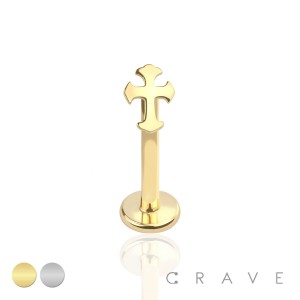 INTERNALLY THREADED CROSS TOP 316L SURGICAL STEEL LABRET STUD
