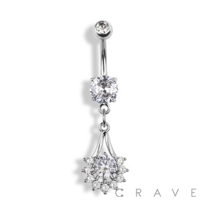 SUNBURST GEM DECO DANGLE 316L SURGICAL STEEL NAVEL RING