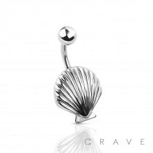 SIMPLE PLAIN SEA SHELL BELLY NAVAL RING (SUMMER)