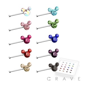 20PCS OF 925 STERLING SILVER NOSE BONE STUD WITH TRIPLE GEM