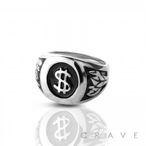 STAINLESS STEEL DOLLOR SIGN MONEY $ BIKER RING
