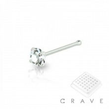925 STERLING SILVER PRONG SET CLEAR ROUND CZ NOSE BONE PACKAGE