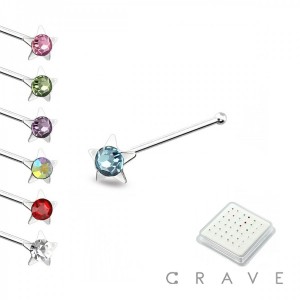 36 PCS OF 24 GAUGE 925 STERLING SILVER GEM STAR NOSE BONE PACKAGE