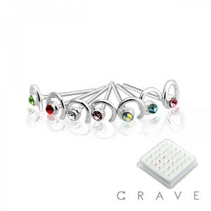 36 PCS OF 24 GAUGE 925 STERLING SILVER MIXED COLOR SHOOTING COMET NOSE PIN PACKAGE