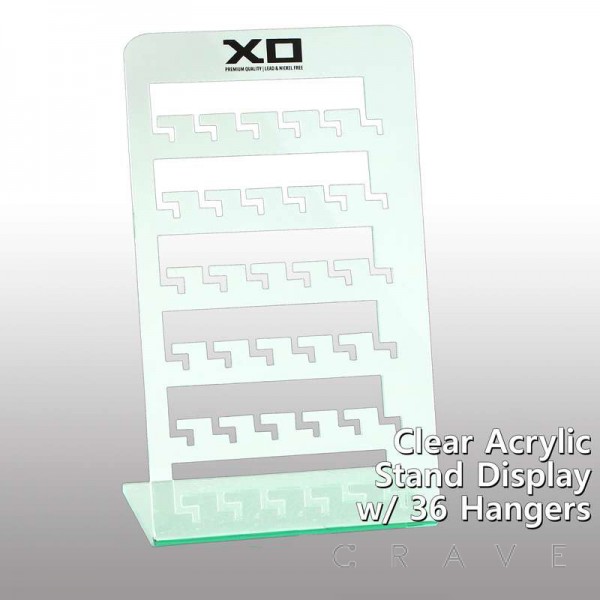 XO CLEAR ACRYLIC STAND DISPLAY WITH 36 HANGERS
