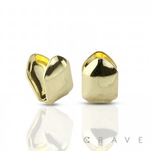 2 PIECES GOLD GRILLZ TWO PIECES SINGLE HIP HOP BLING CAPS