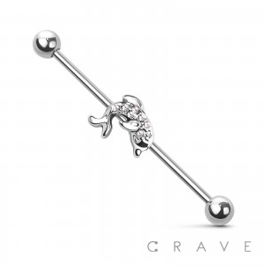 DOLPHIN WITH CZ 316L SURGICAL STEEL INDUSTRIAL BARBELL (SUMMER)