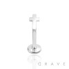 INTERNALLY THREADED CROSS TOP 316L SURGICAL STEEL LABRET, MONROE, CARTILAGE STUDS