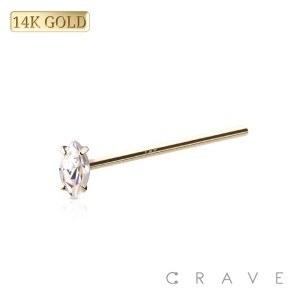 14Kt Gold NOSE FISHTAIL WITH MARQUISE PRONG SET