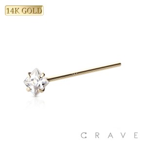 14Kt Gold NOSE FISHTAIL WITH SQUARE PRONG SET