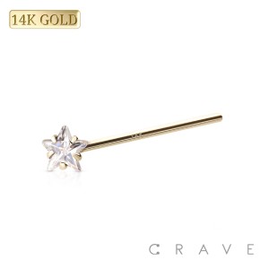 14Kt Gold NOSE FISHTAIL WITH STAR PRONG SET