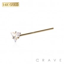 14K Gold NOSE FISHTAIL WITH TRIANGLE PRONG SET