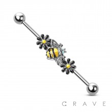 316L SURGICAL STEEL BEE BLOSSOM INDUSTRIAL BARBELL