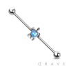 316L SURGICAL STEEL OPAL TURTLE INDUSTRIAL BARBELL (ANIMAL)