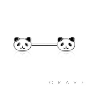 CUTE ENAMEL PANDA 316L SURGICAL STEEL NIPPLE BAR (ANIMAL)